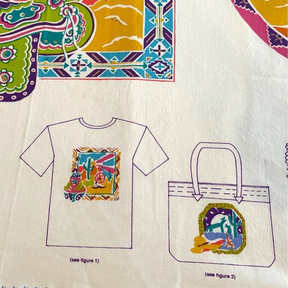 Cowboy Southwestern Applique Craft Fabric Sew Cactus Desert Horse Mountain VTG - Picture 7 of 15